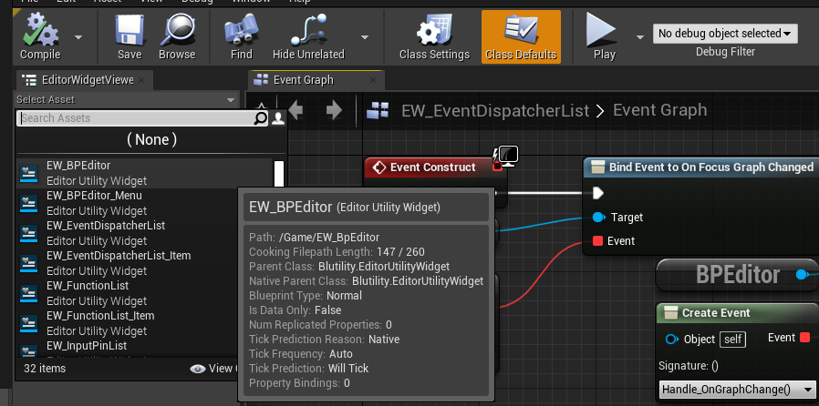 Window to select Editor Widget